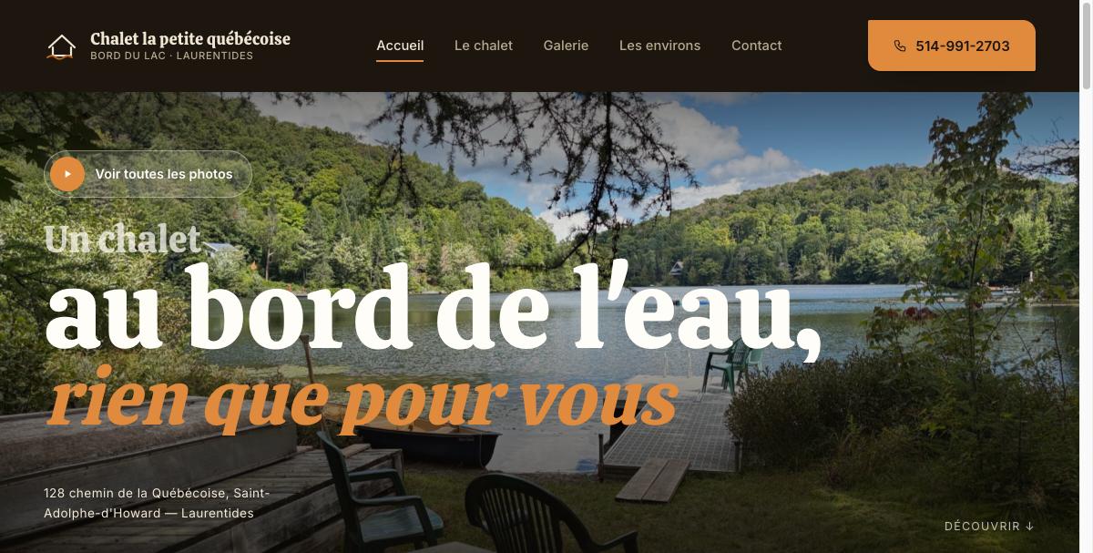 Chalet la petite québécoise website